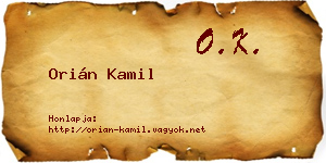 Orián Kamil névjegykártya